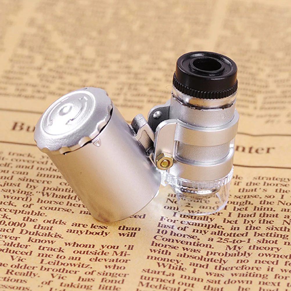 Microscope 60x Lens Mini LED Light Magnifier Jewelry Loupe Detecting Magnifying Glass for Industrial Printing Stamp