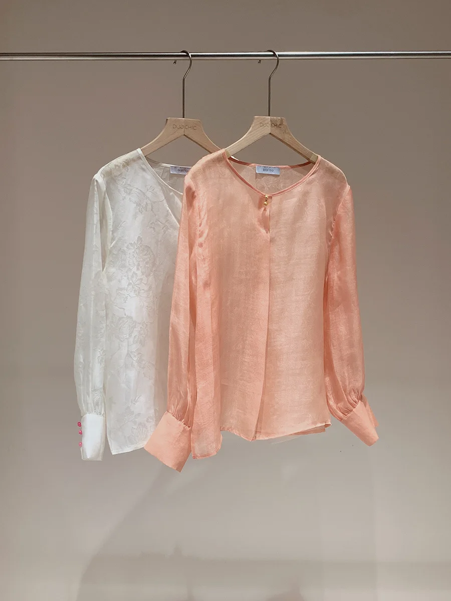 Duetto Summer Romance Silk Organza Embroidered New Chinese Sle See-tough irt Vintage Commute Sle Loose Fit Long Sve
Duetto Summer Romance Silk Organza Embroidered New Chinese Sle See-tough irt Vintage Commute Sle Loose Fit Long Sve