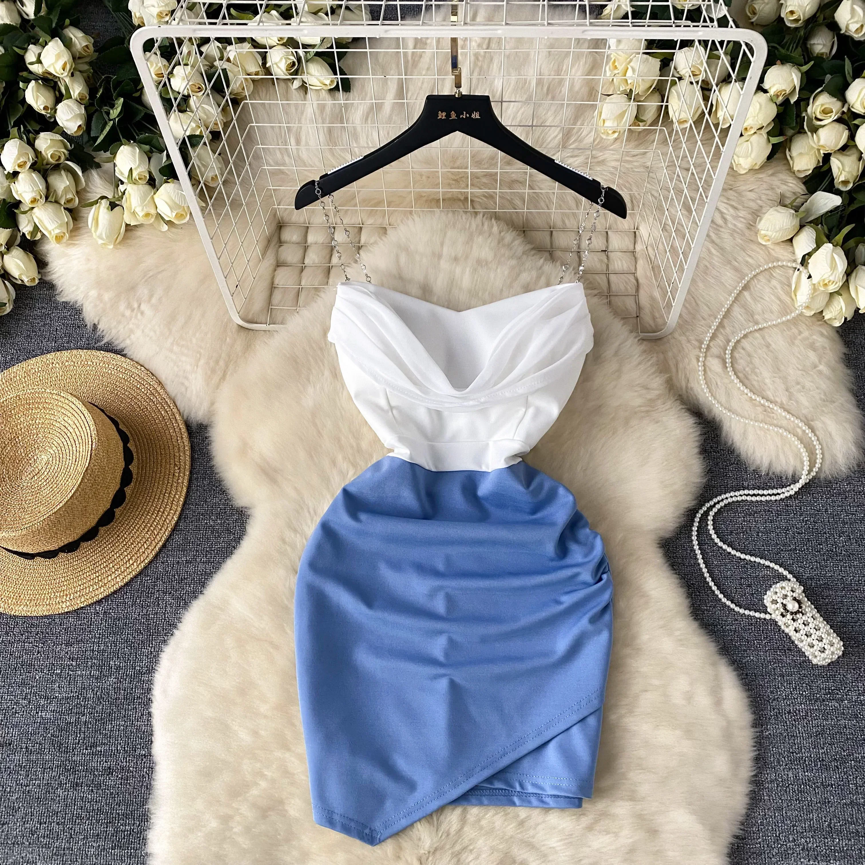 Women Chic Sexy Club Pencil Dresses Summer Spaghetti Strap Swinging Collar Slip Dress Sweet Vintage Evening Party Mini Dresses
Women Chic Sexy Club Pencil Dresses Summer Spaghetti Strap Swinging Collar Slip Dress Sweet Vintage Evening Party Mini Dresses