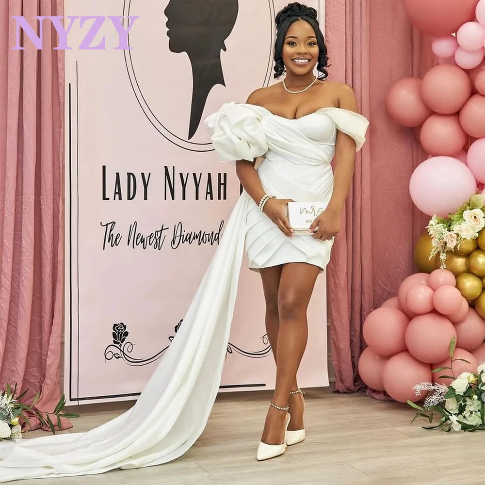 NYZY P175 Customized Short Prom Dresses 2025 Hi-low Satin Off the Shoulder Birthday Date Cocktail Party Gowns
NYZY P175 Customized Short Prom Dresses 2025 Hi-low Satin Off the Shoulder Birthday Date Cocktail Party Gowns