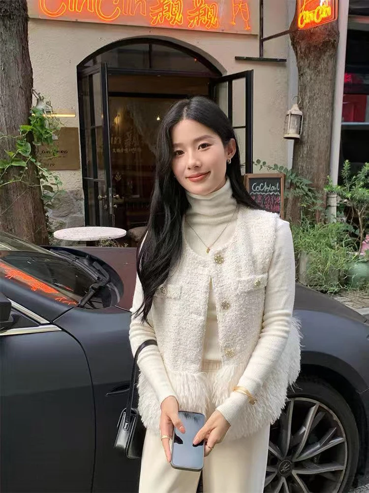 Fashion Tweed Patchwork Vest Women Spring Loose Single Breasted Casual Sleeveless Jacket Y2K Ladies Luxury All Match Outwear New
Fashion Tweed Patchwork Vest Women Spring Loose Single Breasted Casual Sleeveless Jacket Y2K Ladies Luxury All Match Outwear New