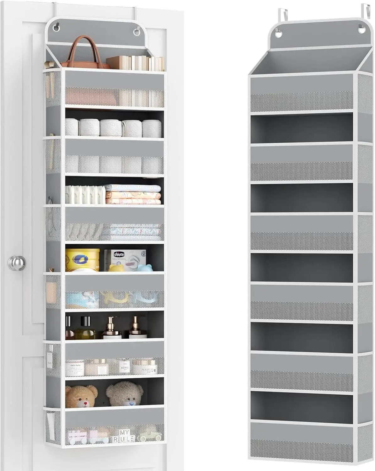6 Tier Over the Door Organizer, 52.8lbs Capacity Door Organizer Hanging with 12 Mesh Pockets, Behind
6 Tier Over the Door Organizer, 52.8lbs Capacity Door Organizer Hanging with 12 Mesh Pockets, Behind