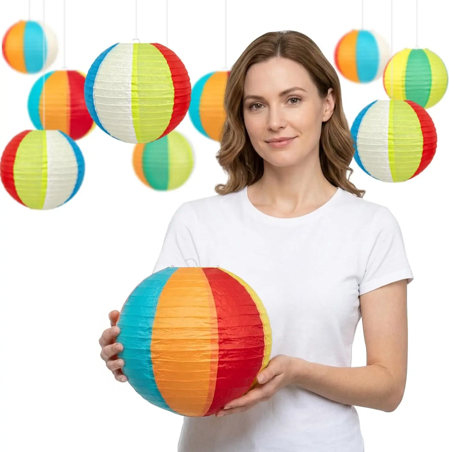 10 Pcs 8" Beach Ball Paper Lanterns - Colorful Summer Hanging Decor for Pool Parties, Birthdays, Classroom & Office
10 Pcs 8" Beach Ball Paper Lanterns - Colorful Summer Hanging Decor for Pool Parties, Birthdays, Classroom & Office