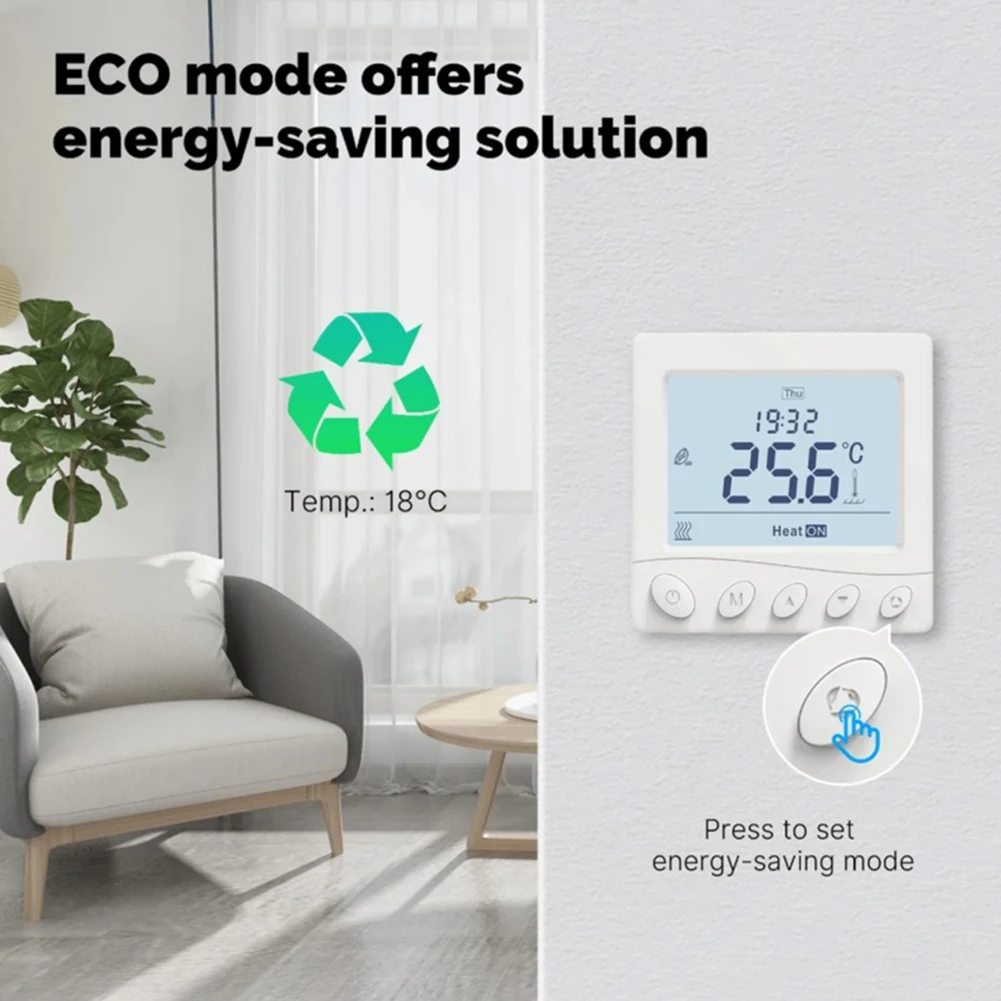 Программируемый водяной термостат для подогрева пола с удаленным приложением WLAN Поддержка голосового помощника и функциями защиты безопасности
Программируемый водяной термостат для подогрева пола с удаленным приложением WLAN Поддержка голосового помощника и функциями защиты безопасности