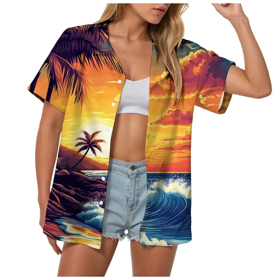 Hawaiian Shirts For Women Summer Tropical Holiday Tops And Blouses Short Sleeve Lapel Blouse Female Beach Vacation Shirt Blusas
Hawaiian Shirts For Women Summer Tropical Holiday Tops And Blouses Short Sleeve Lapel Blouse Female Beach Vacation Shirt Blusas
