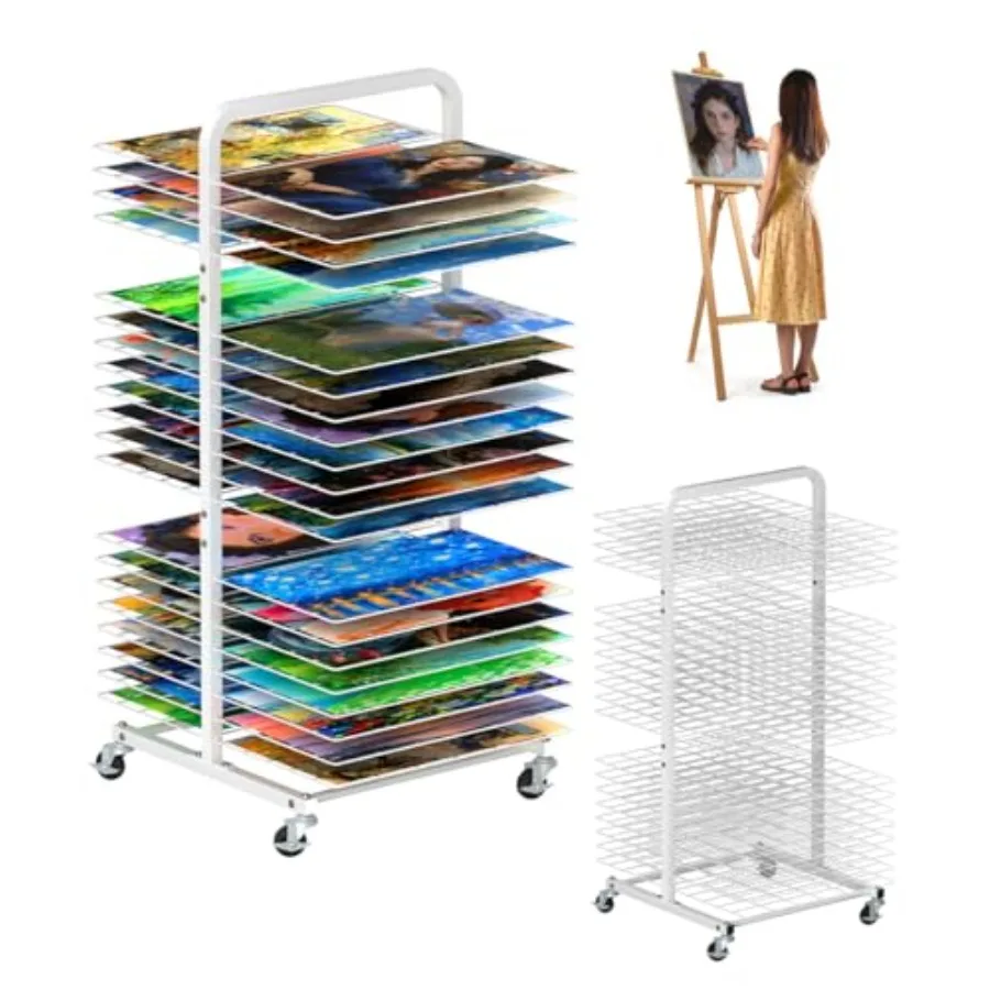 Art Drying Rack for Painting Metal Paint Drying Stand with 40 Removable Shelves Movable Paint Drying Rack with Lockable Wheels
Art Drying Rack for Painting Metal Paint Drying Stand with 40 Removable Shelves Movable Paint Drying Rack with Lockable Wheels