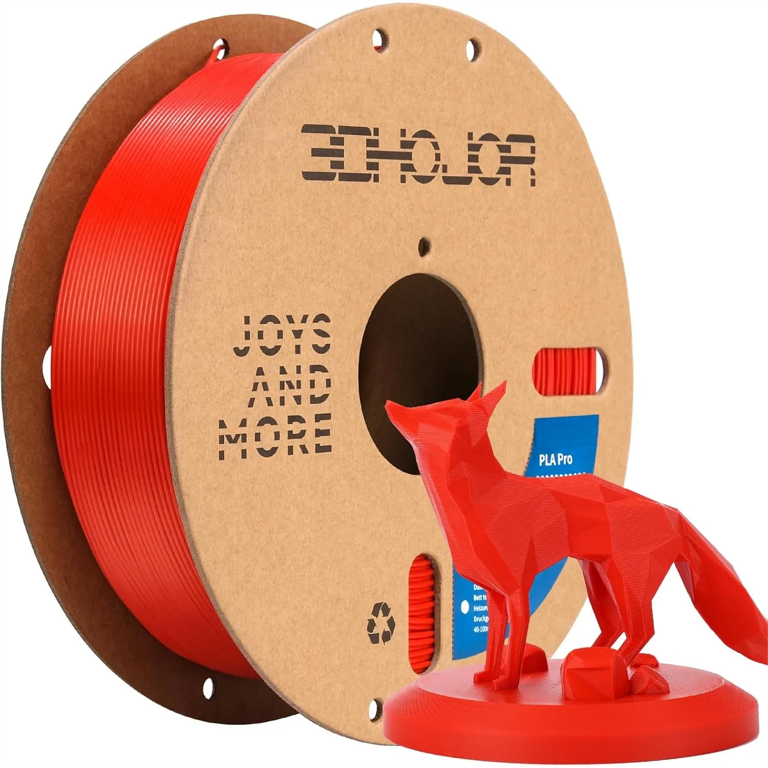 PLA Pro Filament 1.75mm, High Strength 3D Printer Filament with Cardboard Spool, +/- 0.03mm Accuracy, Red, 1kg
