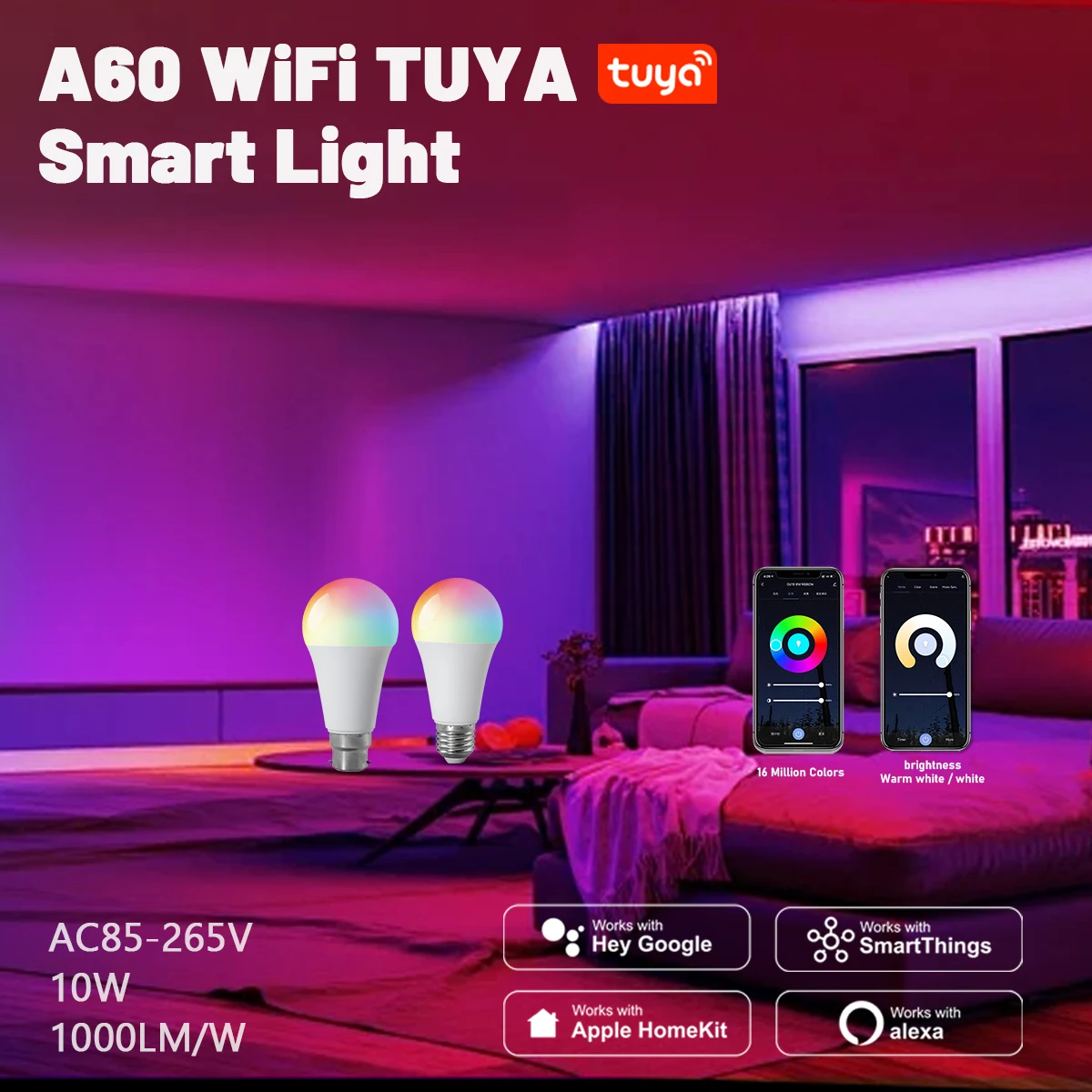 1-10PCS E27 B22 RGB 10W Smart LED Bulb Tuya WiFi Colorful AC110V 220V Dimmable Light APP Alexa Google Home Alice Voice Control
1-10PCS E27 B22 RGB 10W Smart LED Bulb Tuya WiFi Colorful AC110V 220V Dimmable Light APP Alexa Google Home Alice Voice Control
