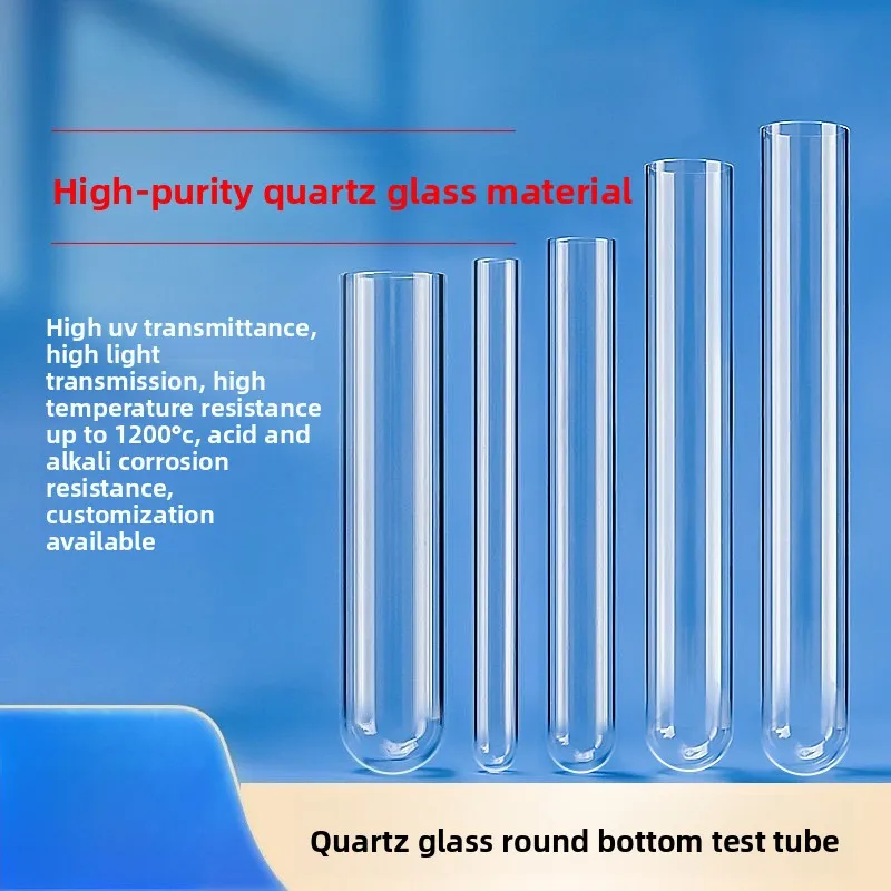 Heatproof Quartz Test Tube Anti Acid Alkali Round Bottom Flat Opening Sealed Reaction Vessel Custom Lab Quartz Tube
Heatproof Quartz Test Tube Anti Acid Alkali Round Bottom Flat Opening Sealed Reaction Vessel Custom Lab Quartz Tube