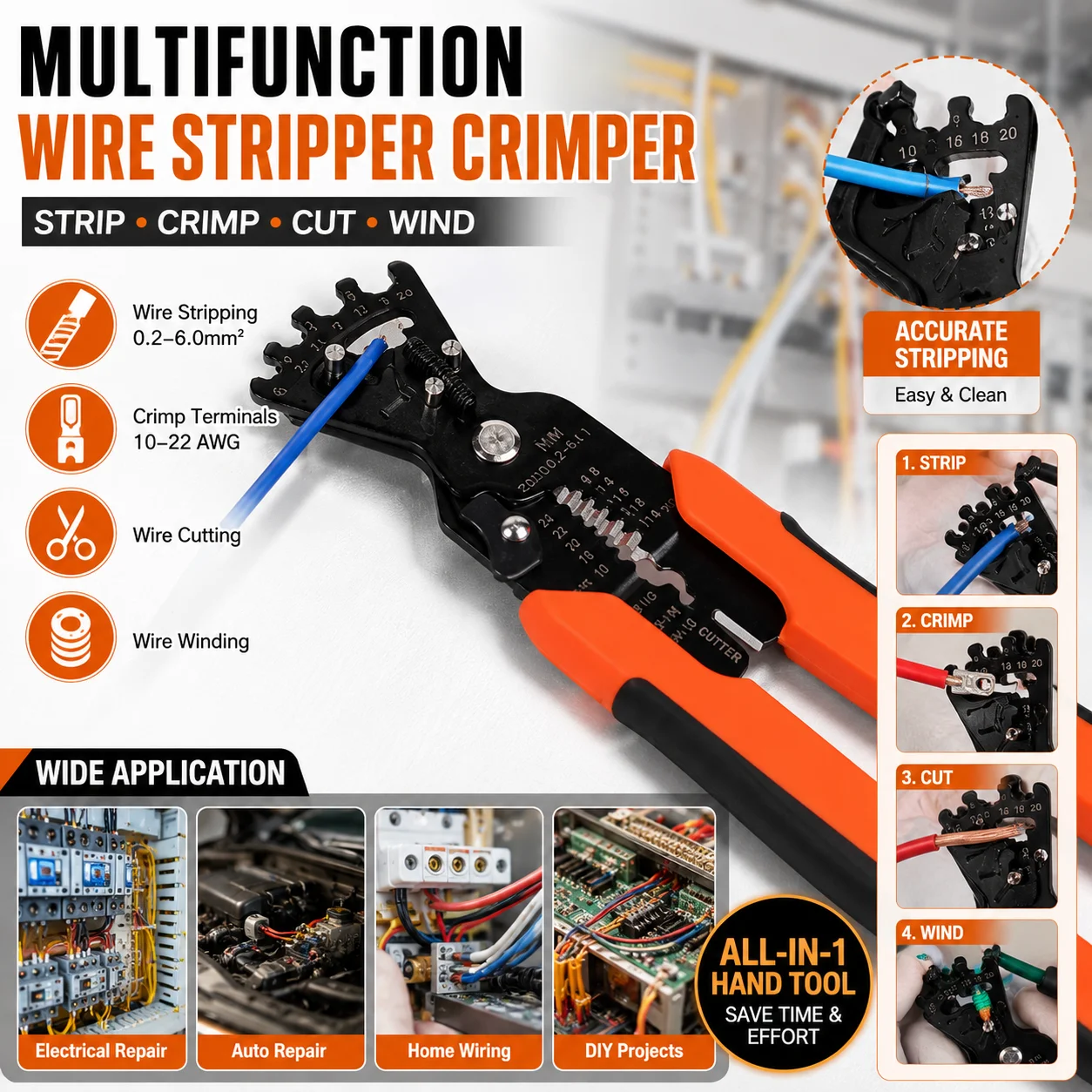 Multifunction Wire Stripping Cutting Crimping Pliers Electrician Cable Cutter Hand Tool for Home Repair
Multifunction Wire Stripping Cutting Crimping Pliers Electrician Cable Cutter Hand Tool for Home Repair
