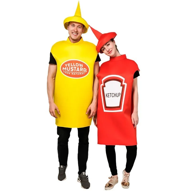Carnival Party Adult Couple Costume Halloween Mustard and Tomato Sauce Theme Funny Role-playing Stage Costume
Carnival Party Adult Couple Costume Halloween Mustard and Tomato Sauce Theme Funny Role-playing Stage Costume