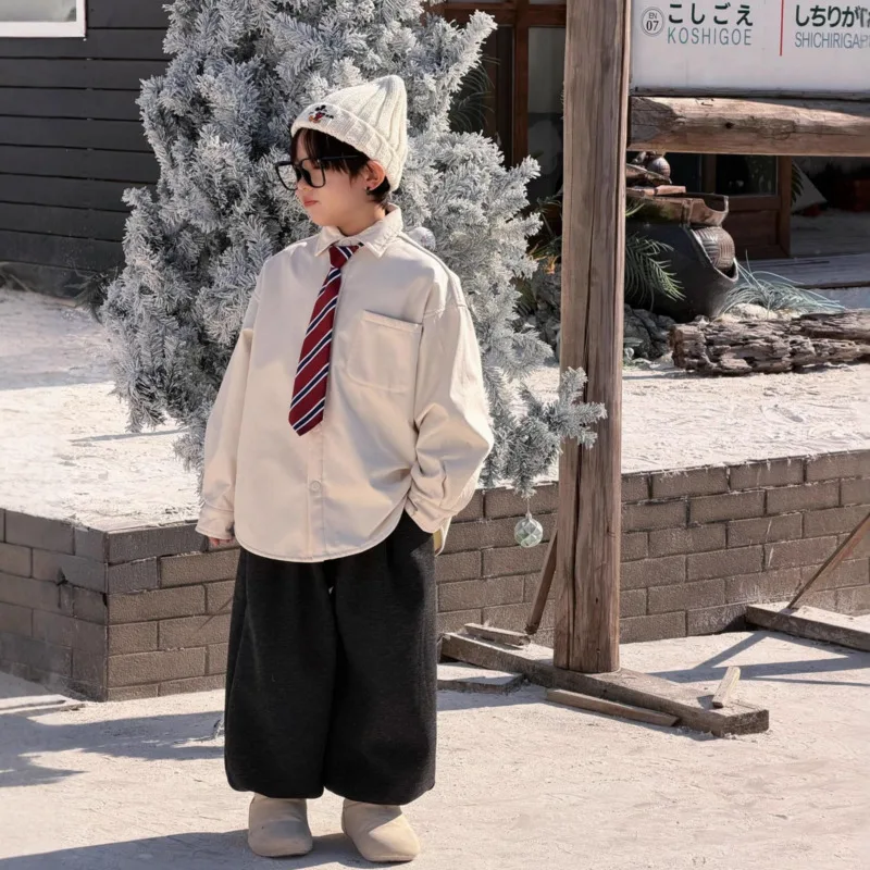 2026 Winter Spring Korean Children Kid Clothing Boys Thick Fleece-Lined White Shirt Inner Top 3-12 Year Toddler Teenagers Outfit
2026 Winter Spring Korean Children Kid Clothing Boys Thick Fleece-Lined White Shirt Inner Top 3-12 Year Toddler Teenagers Outfit