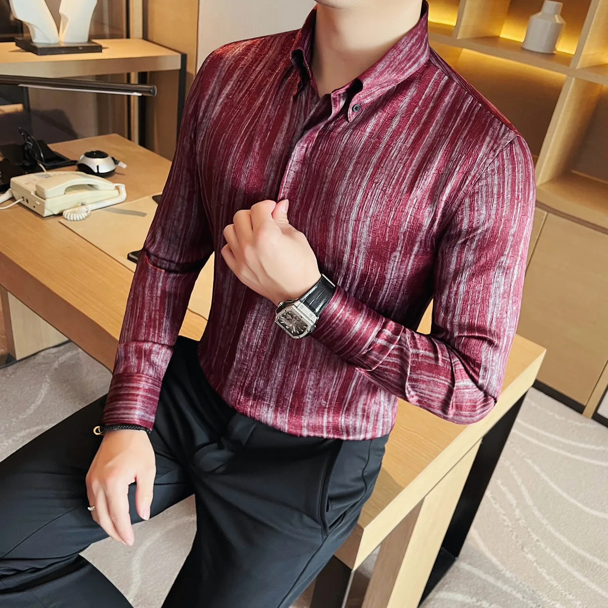 Premium Shirts Men Korean Luxury Clothing Vertical Stripes Men's Social Shirt Dress Long Sleeve Slim Fit Casual Prom Tuxedo Sale
Premium Shirts Men Korean Luxury Clothing Vertical Stripes Men's Social Shirt Dress Long Sleeve Slim Fit Casual Prom Tuxedo Sale