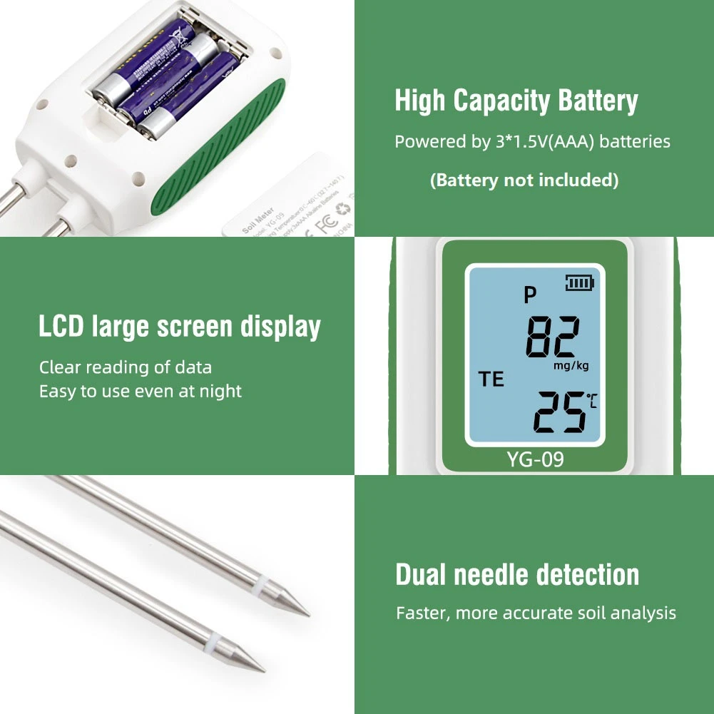 A36T-3 In 1 Digital LCD Soil Tester Dual Probe High Precision Soil Nitrogen Potassium Phosphorus Detector Portable For Garden
A36T-3 In 1 Digital LCD Soil Tester Dual Probe High Precision Soil Nitrogen Potassium Phosphorus Detector Portable For Garden