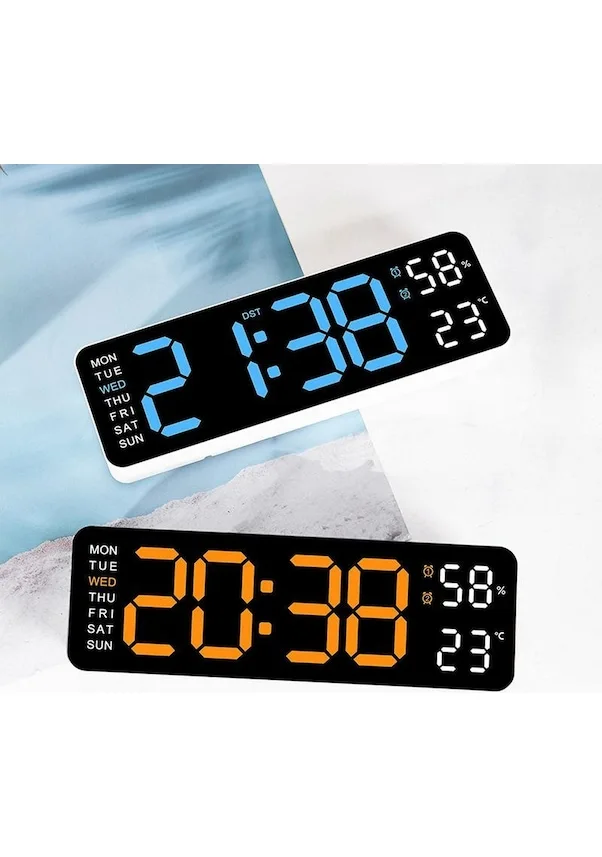 9-inch digital wall clock with temperature, humidity, week display, automatic dimming, 12/24-hour electronic LED clock
9-inch digital wall clock with temperature, humidity, week display, automatic dimming, 12/24-hour electronic LED clock