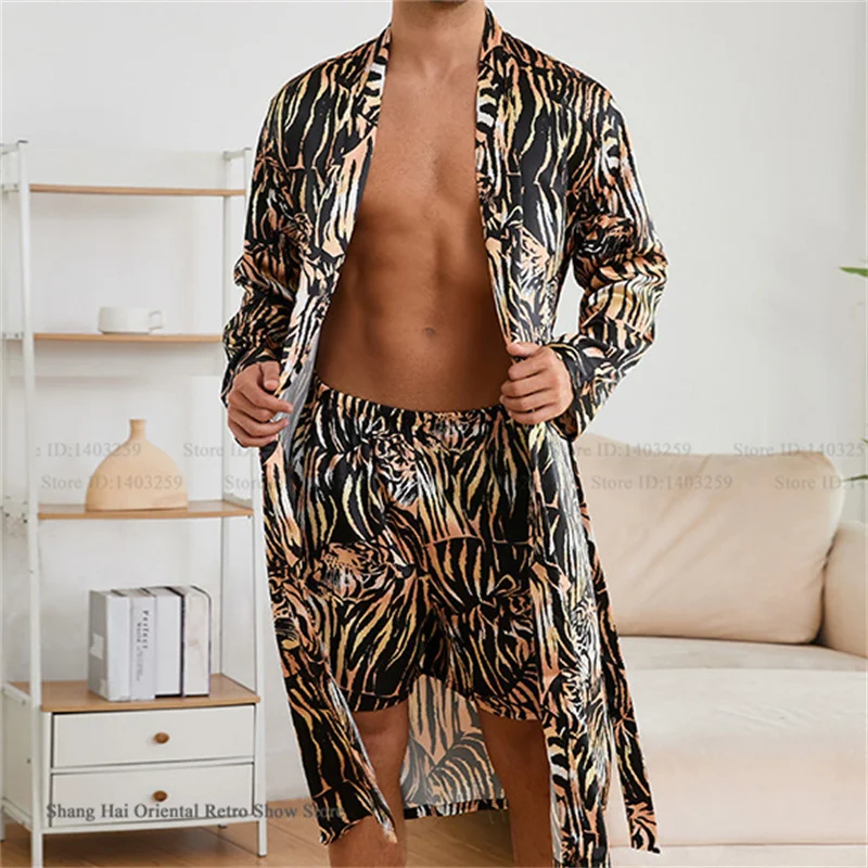 Men's Ice Silk Sleepwear Kimono Bathrobe Gown Long Robe Pajamas Two Piece Set Print Tiger Loose Casual Homewear Lounge Wear
Men's Ice Silk Sleepwear Kimono Bathrobe Gown Long Robe Pajamas Two Piece Set Print Tiger Loose Casual Homewear Lounge Wear