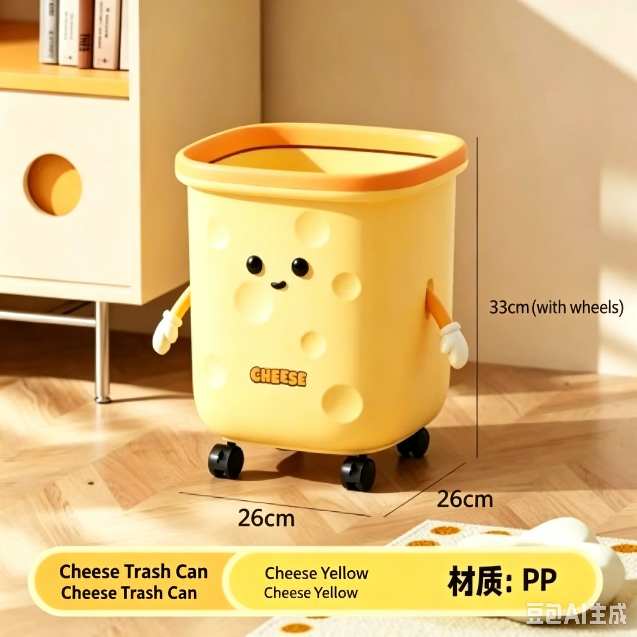 Cream Style Rolling Trash Can Large Capacity with Press Ring
Cream Style Rolling Trash Can Large Capacity with Press Ring