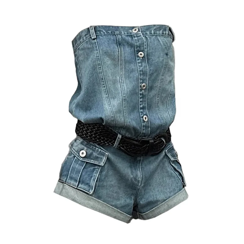 Spice Girl Wide Legs High Waist Loose Blue Denim Shorts Fashion Summer New Design Jumpsuit Jumpsuit Shorts High Appearance Level
Spice Girl Wide Legs High Waist Loose Blue Denim Shorts Fashion Summer New Design Jumpsuit Jumpsuit Shorts High Appearance Level