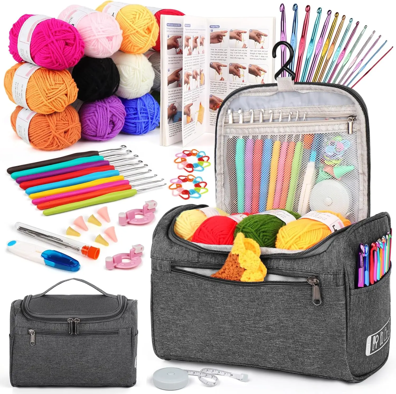Crochet Kit for Beginners with 23pcs Hooks and 655 Yards Yarn Set for Adults, Includes Instruction and Tote Bag
Crochet Kit for Beginners with 23pcs Hooks and 655 Yards Yarn Set for Adults, Includes Instruction and Tote Bag