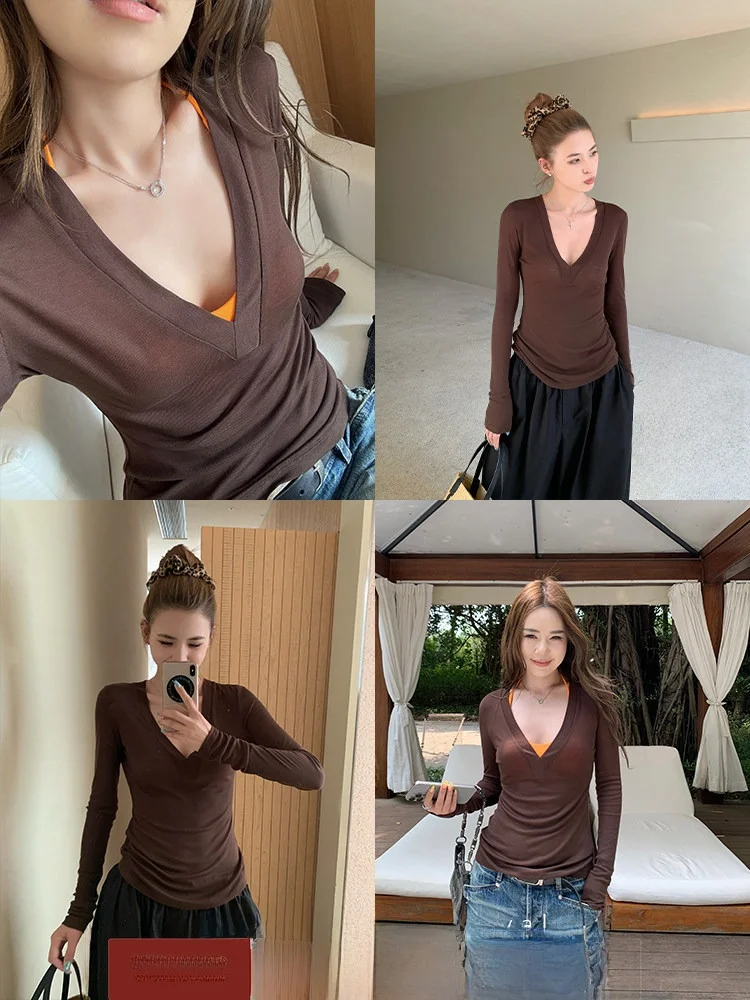 Xzichic женская футболка Long Sve из шелка и шерсти с глубоким v-образным вырезом, дышащий летний топ, повседневный облегающий топ, весна-лето Faion
Xzichic женская футболка Long Sve из шелка и шерсти с глубоким v-образным вырезом, дышащий летний топ, повседневный облегающий топ, весна-лето Faion