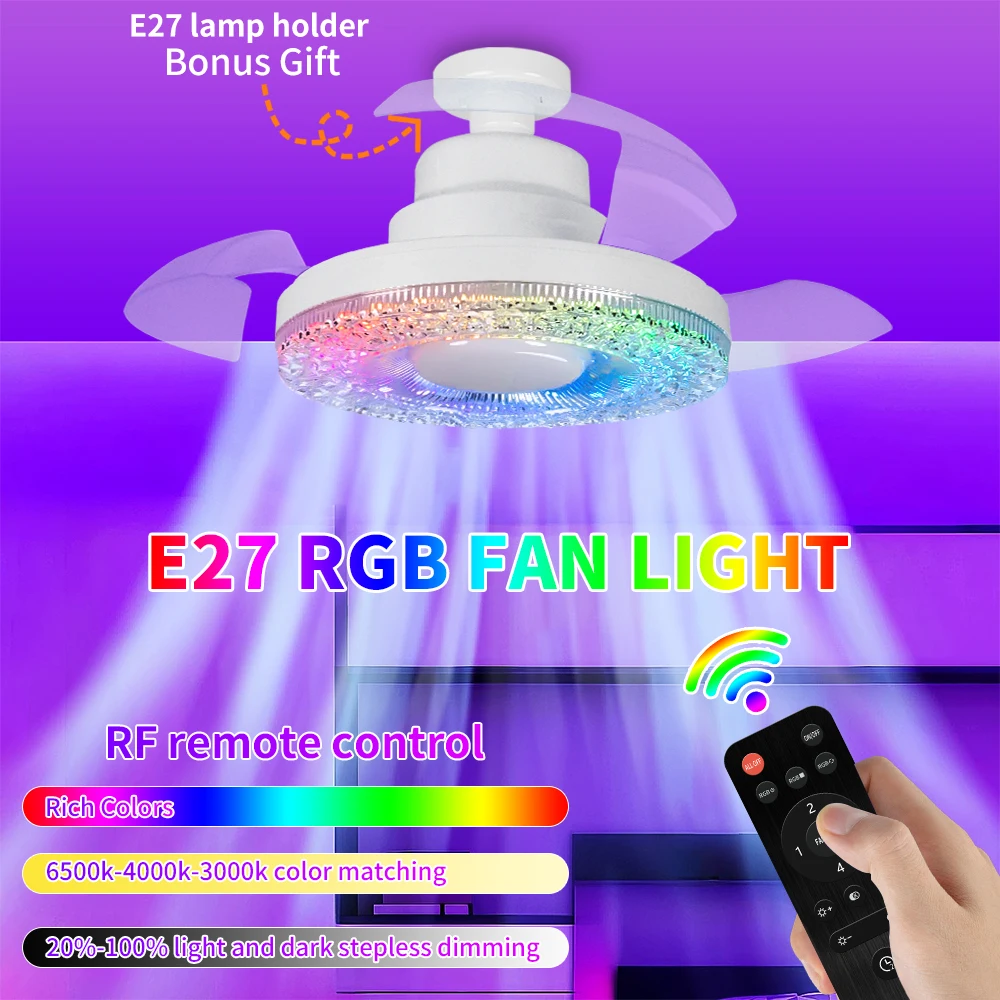 16 Inch E27 Fan Light Intelligent Timing Remote Control With 6 Wind Speeds Rgb Dimming Bedroom/Party Ceiling Fan 110-230V
16 Inch E27 Fan Light Intelligent Timing Remote Control With 6 Wind Speeds Rgb Dimming Bedroom/Party Ceiling Fan 110-230V