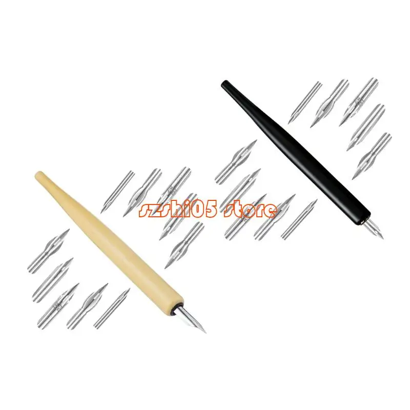 781E Dip Pen Holder with 5 Replaceable Tip Fountain Inks Pen for Beginner Artist Writing Drawing Art
781E Dip Pen Holder with 5 Replaceable Tip Fountain Inks Pen for Beginner Artist Writing Drawing Art