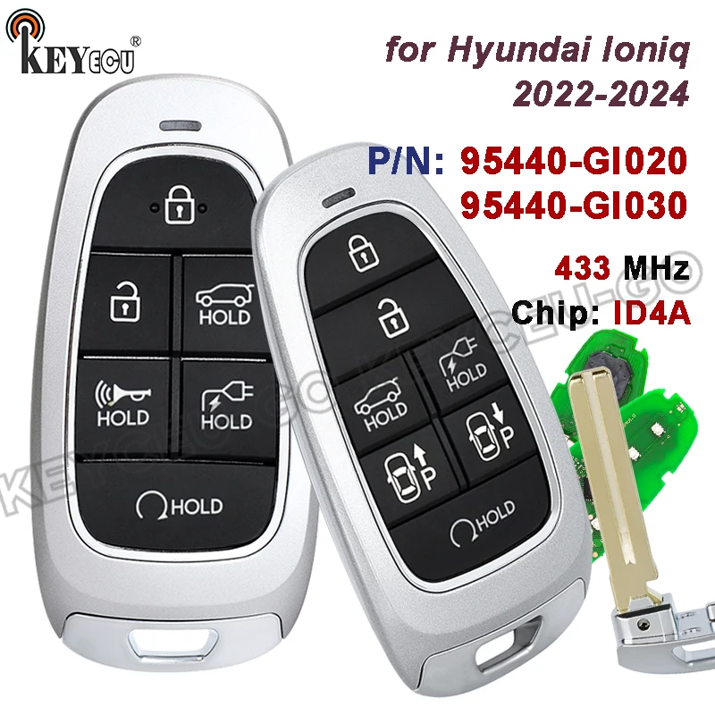 KEYECU 433MHz ID4A Chip PN: 95440-GI020 95440-GI030 for Hyundai Sonata 2022 2023 2024 Keyless Go Smart Remote Key Fob
KEYECU 433MHz ID4A Chip PN: 95440-GI020 95440-GI030 for Hyundai Sonata 2022 2023 2024 Keyless Go Smart Remote Key Fob