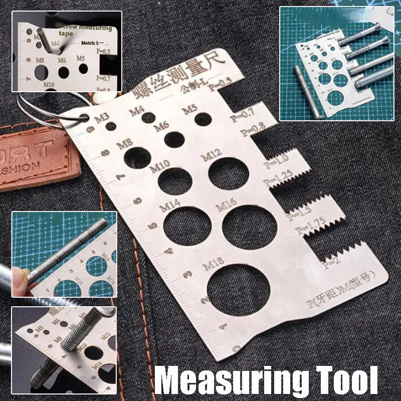 Screw Thread Pitch Gauge Ruler Measuring Tool Bolt Nut Metric Machining Threads Screw Cutting Gauge Angle Model Measuring