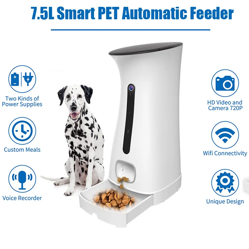 7.5L Smart Automatic Pet Feeder WiFi APP Control Voice Record Pet Food Dispenser For Cats Dogs Pet Intelligent Dry Food Feeder
7.5L Smart Automatic Pet Feeder WiFi APP Control Voice Record Pet Food Dispenser For Cats Dogs Pet Intelligent Dry Food Feeder