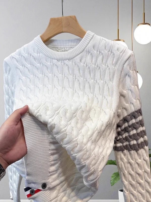 Trendy Knitted Sweater Men's round Ne Overhead Casual Sle Mid-Year Thiened Long Sve Four Stripe Pattern Couple's Wear
Trendy Knitted Sweater Men's round Ne Overhead Casual Sle Mid-Year Thiened Long Sve Four Stripe Pattern Couple's Wear