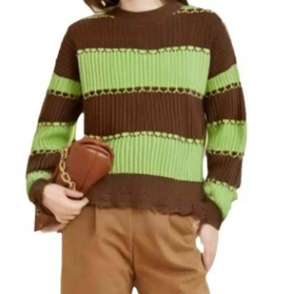 Lazy Style Loose Striped Sweater Color-Matching Crewneck Long-Sleeved Outer Wear for Autumn And Winter 
Lazy Style Loose Striped Sweater Color-Matching Crewneck Long-Sleeved Outer Wear for Autumn And Winter