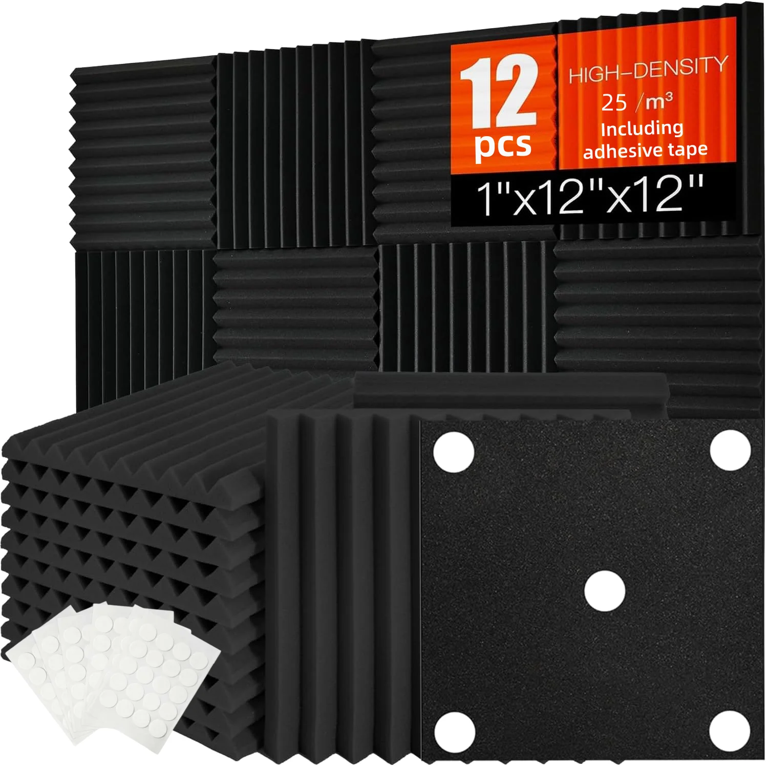 HERTBER 12Pcs Wedge Acoustic Foam Panels 30×30×2.5cm Soundproof Foam with 60 Adhesive Tapes for Studio Home Office
HERTBER 12Pcs Wedge Acoustic Foam Panels 30×30×2.5cm Soundproof Foam with 60 Adhesive Tapes for Studio Home Office