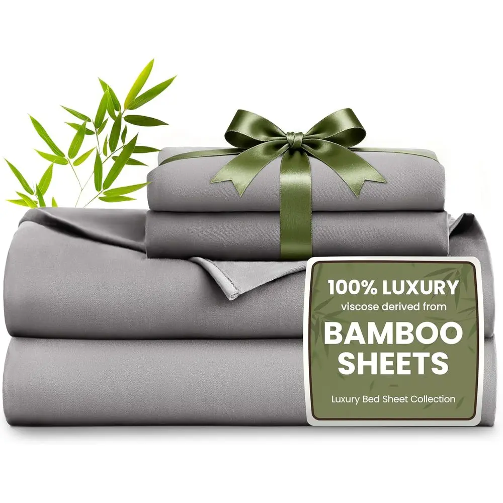 King Size Bamboo Rayon Sheet Set, Cool & Breathable, Deep Pocket up to 16, Ideal for Hot Sleepers, Grey
King Size Bamboo Rayon Sheet Set, Cool & Breathable, Deep Pocket up to 16, Ideal for Hot Sleepers, Grey