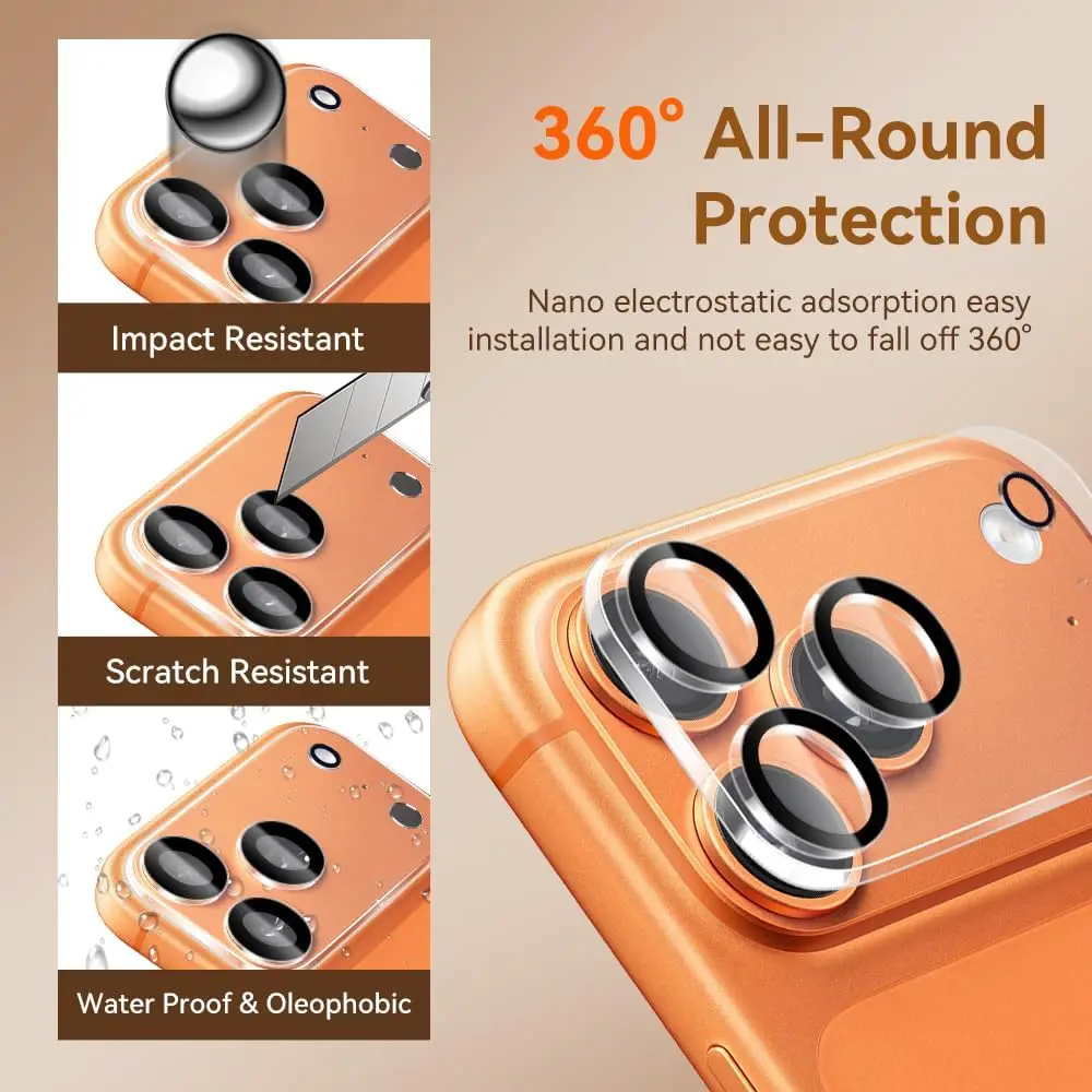 New 1/2Pcs for iPhone 17 Pro Max Camera Lens Protector Military Standard Scratch-Resistant Film 9H Tempered Glass Camera Cover
New 1/2Pcs for iPhone 17 Pro Max Camera Lens Protector Military Standard Scratch-Resistant Film 9H Tempered Glass Camera Cover