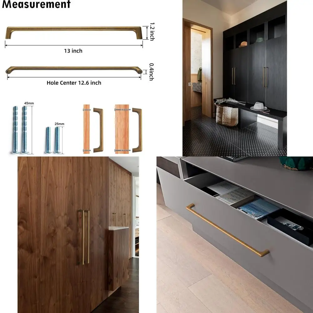 12.6''(320mm) Hole Centers Antique Brass Cabinet Pulls, Stylish Cabinet Hardware for Drawer,Cupboard & Wardrobe,12 Pack
12.6''(320mm) Hole Centers Antique Brass Cabinet Pulls, Stylish Cabinet Hardware for Drawer,Cupboard & Wardrobe,12 Pack