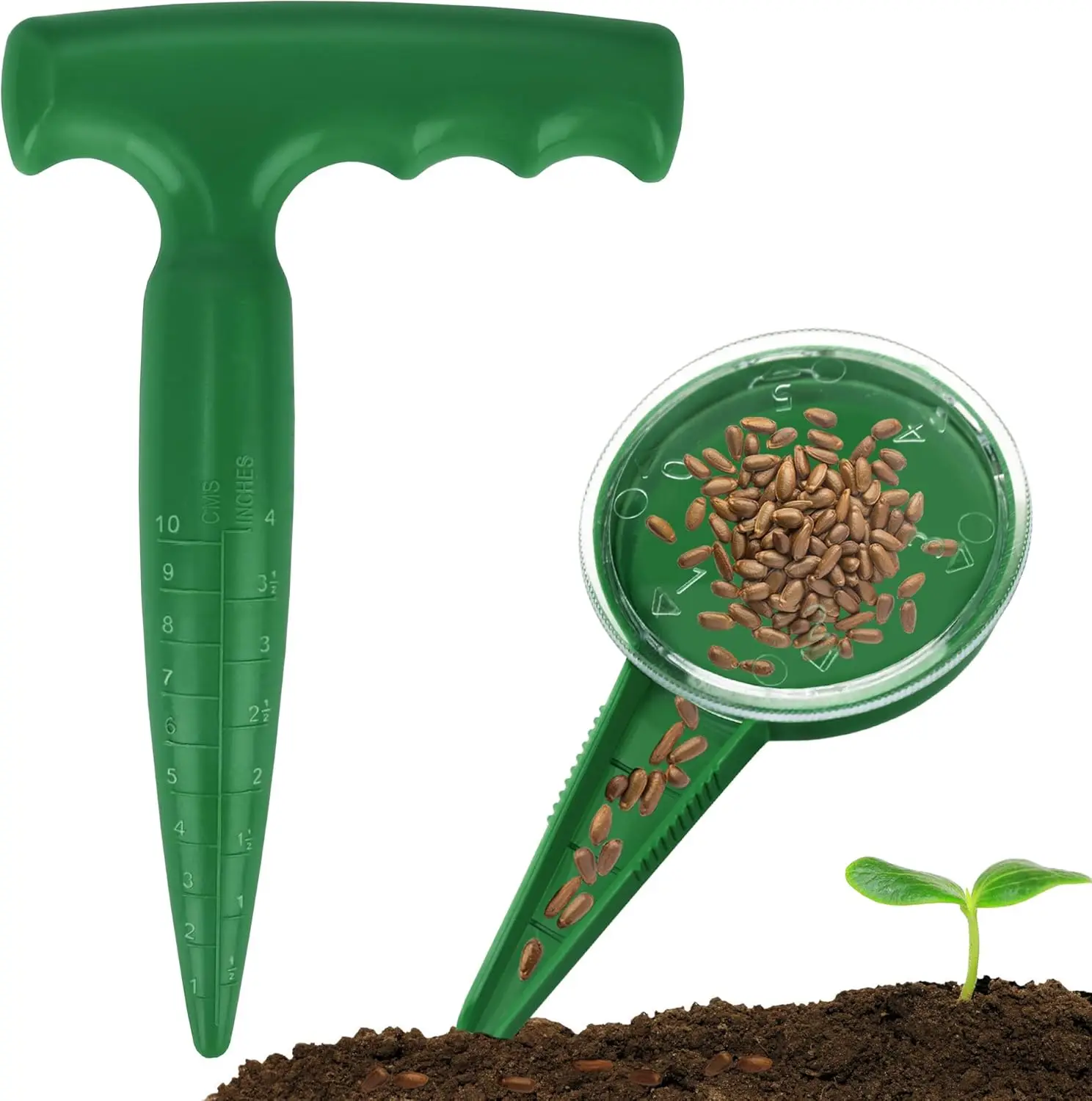 6.9" Garden Dibber Tool, Plastic Seed Planter with Adjustable Dispenser for Sowing Seeds, Bulbs, Digging, Dark Green 2-Pack
6.9" Garden Dibber Tool, Plastic Seed Planter with Adjustable Dispenser for Sowing Seeds, Bulbs, Digging, Dark Green 2-Pack