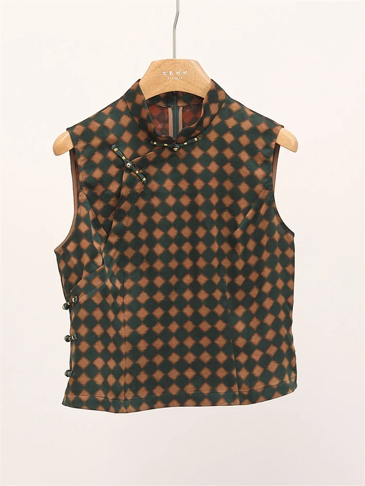 Ретро-топ из шелковой ткани с цветочным принтом и эффектом «красной облакной газели», женский, в стиле реформированного ципао, без рукавов, с воротником-стойкой, стандартной длины, Fanyoo
Ретро-топ из шелковой ткани с цветочным принтом и эффектом «красной облакной газели», женский, в стиле реформированного ципао, без рукавов, с воротником-стойкой, стандартной длины, Fanyoo