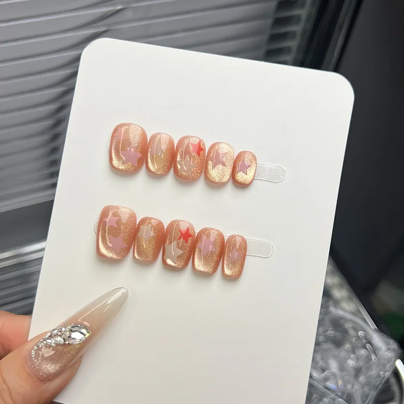 10pcs Handmade Nail Cute Star-patterned Cat-eye Design Fresh and Sweet with A Press-on Style High-quality Nail Perfect for Girls
10pcs Handmade Nail Cute Star-patterned Cat-eye Design Fresh and Sweet with A Press-on Style High-quality Nail Perfect for Girls
