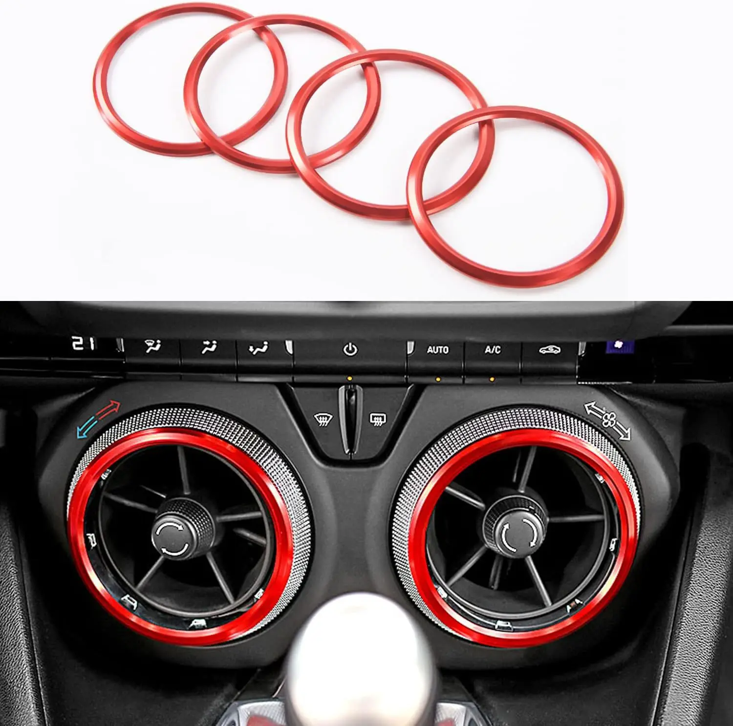 Aluminum alloy Air Conditioning Outlet Ring Decoration Accessories for Chevrolet Camaro 2017+ 4pcs/set Car Interior Accessories
Aluminum alloy Air Conditioning Outlet Ring Decoration Accessories for Chevrolet Camaro 2017+ 4pcs/set Car Interior Accessories