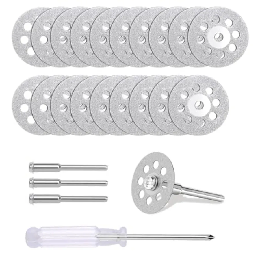 PCS Professional 545 Diamond Cutting Discs Diamond Cutting Wheel Kit for Dremel Rotary Tools 22mm Blades + 4 Mandrels and Screw
PCS Professional 545 Diamond Cutting Discs Diamond Cutting Wheel Kit for Dremel Rotary Tools 22mm Blades + 4 Mandrels and Screw
