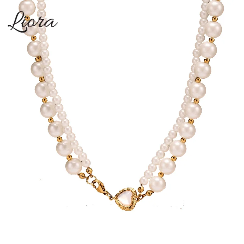 Liora Handmade Double Layer Imitation Pearl Beads Necklace For Women Stainless Steel Elegant Choker Necklace Wedding Jewelry
Liora Handmade Double Layer Imitation Pearl Beads Necklace For Women Stainless Steel Elegant Choker Necklace Wedding Jewelry