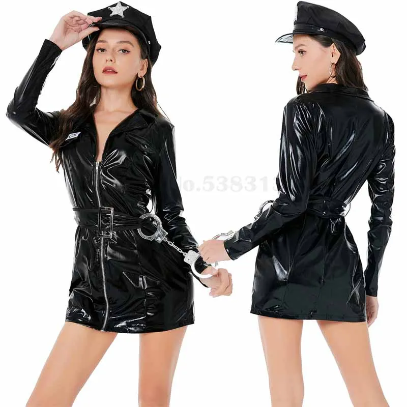 Sexy Police Woman Leather Mini Dress Female Long Sleeve Bag Hip Zipper Fancy Dress Halloween Cosplay Policeman Officer Uniform
Sexy Police Woman Leather Mini Dress Female Long Sleeve Bag Hip Zipper Fancy Dress Halloween Cosplay Policeman Officer Uniform