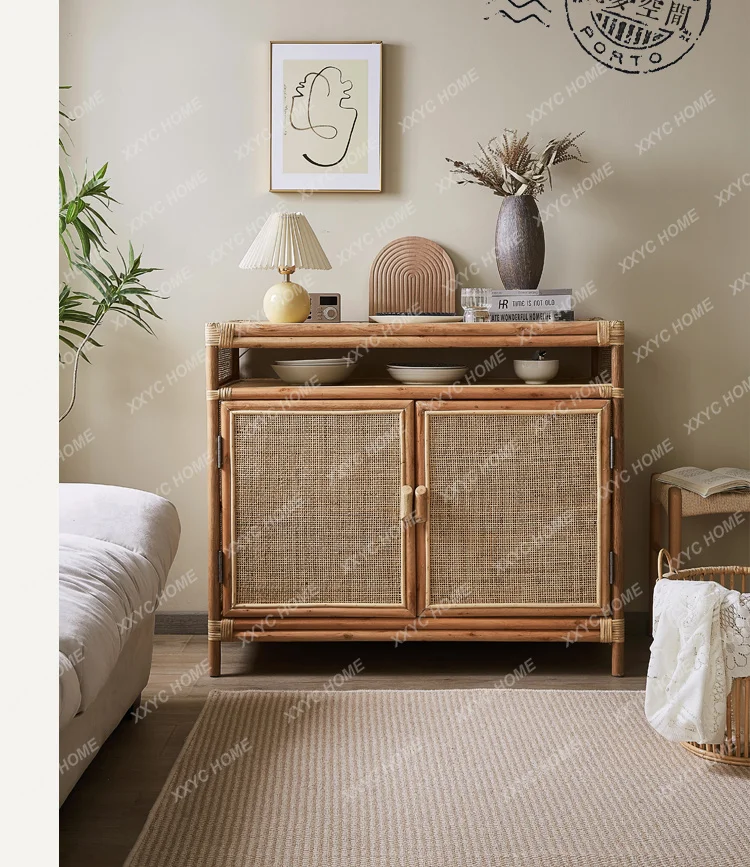 Retro rattan storage locker home living room against the wall B & B modern simple small apartment
Retro rattan storage locker home living room against the wall B & B modern simple small apartment