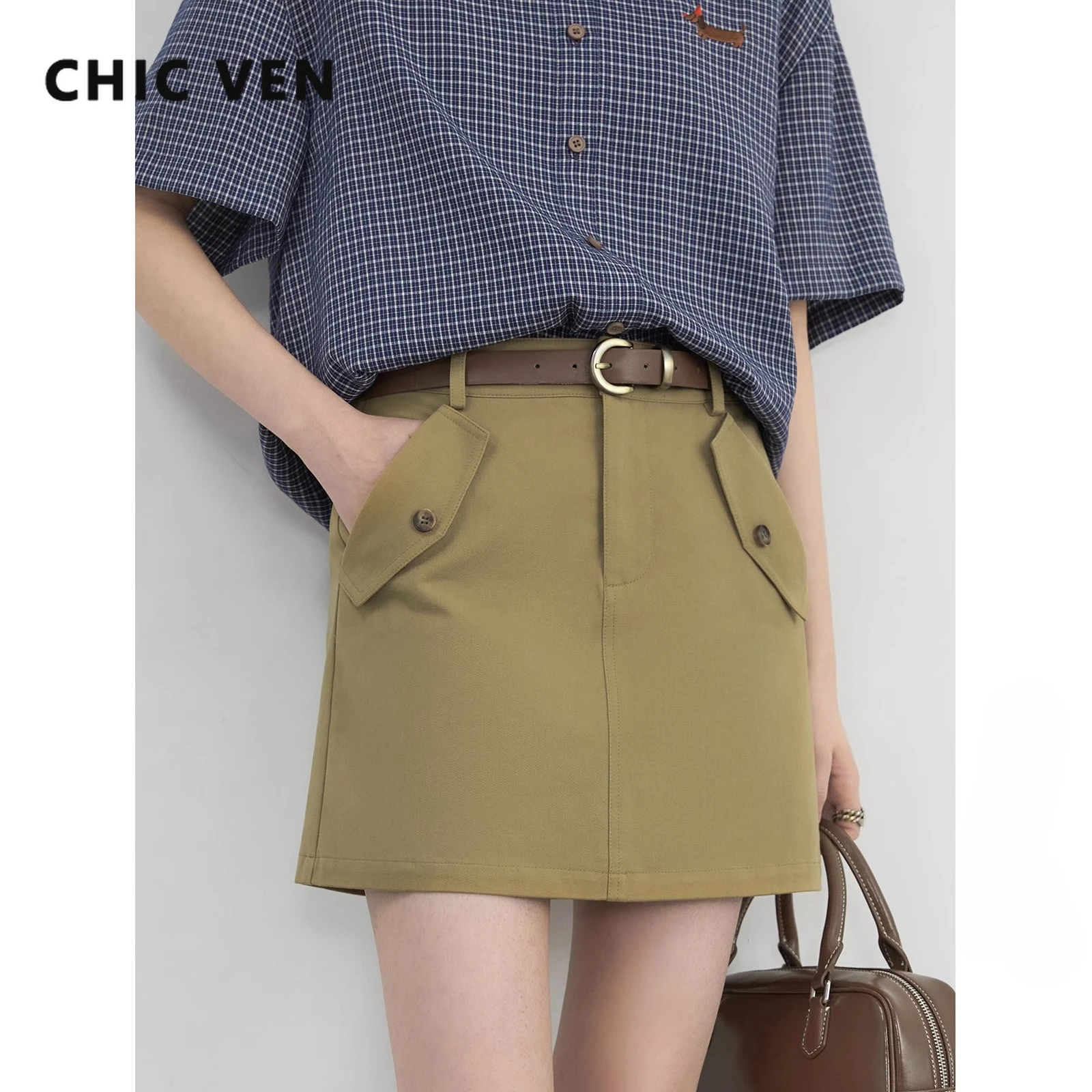 CHIC VEN Korean Women Mini Skirts Solid Cotton New High Waisted A-line Slim Skirt Workwear Female Short Skirt Spring Summer 2025
CHIC VEN Korean Women Mini Skirts Solid Cotton New High Waisted A-line Slim Skirt Workwear Female Short Skirt Spring Summer 2025