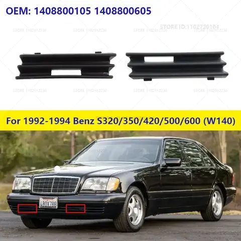 For 1992-1994 Mercedes-Benz S320 S350 S420 S500 S600 (W140) Front Bumper Tow Hook Covers Grille Caps 1408800105 1408800605