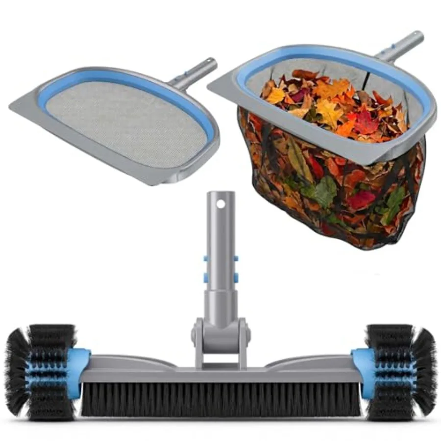 3-in-1 Deluxe Swimming Pool Cleaning Kit - Includes Pool Brush with Detachable Side Round Ends, Deep Leaf Skimmer Net and Flat
3-in-1 Deluxe Swimming Pool Cleaning Kit - Includes Pool Brush with Detachable Side Round Ends, Deep Leaf Skimmer Net and Flat