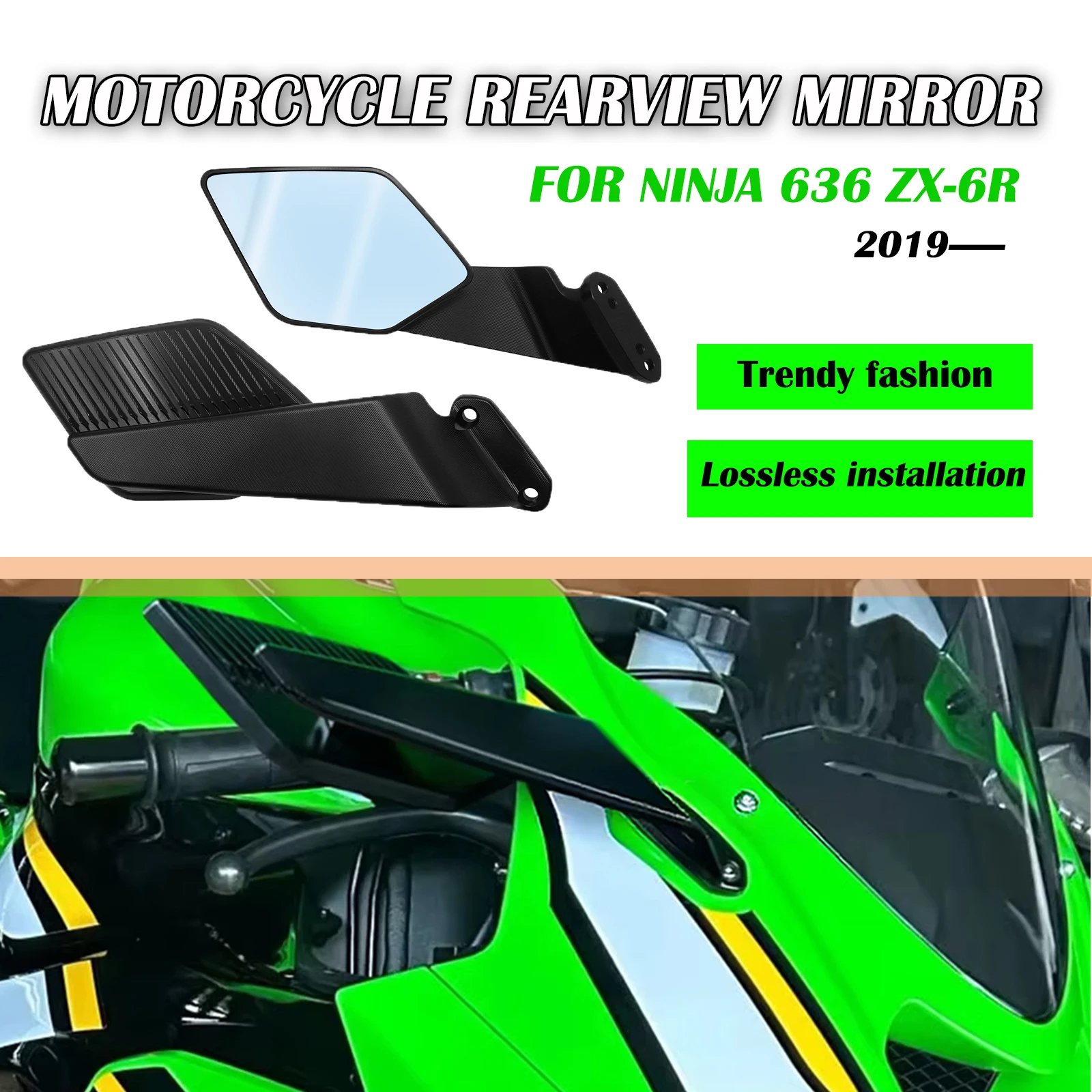 For Kawasaki ZX6R ZX636 2019-2024 2025 Motorcycle Rearview Mirror Stealth Winglets Side View Mirrors blade-type mirrors 2023
For Kawasaki ZX6R ZX636 2019-2024 2025 Motorcycle Rearview Mirror Stealth Winglets Side View Mirrors blade-type mirrors 2023