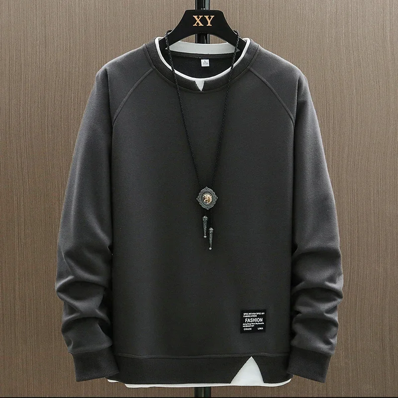 Mens Casual Sweatshirts Harajuku Solid Color Fashion Fake Two Pieces O-Neck Sweatshirt Hoodies Hip Hop Male Streetwear
Mens Casual Sweatshirts Harajuku Solid Color Fashion Fake Two Pieces O-Neck Sweatshirt Hoodies Hip Hop Male Streetwear