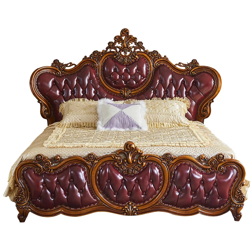 #European Style Genuine Leather Solid Oak Wood Carved Luxury Queen Size Bedroom Set for Master Bedroom Villa Furniture
#European Style Genuine Leather Solid Oak Wood Carved Luxury Queen Size Bedroom Set for Master Bedroom Villa Furniture