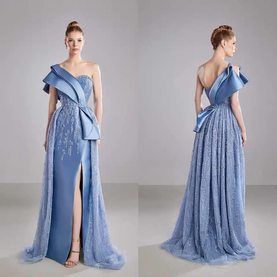 Gorgeous One Shoulder A Line Prom Gowns Front Slit Floor Length Evening Dresses Crystal Beading Special Party Customized Dresses
Gorgeous One Shoulder A Line Prom Gowns Front Slit Floor Length Evening Dresses Crystal Beading Special Party Customized Dresses